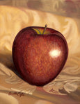 033 • “Red Apple on Gold Damask” Fine Art Canvas